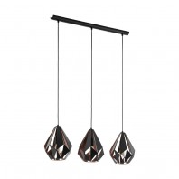 Eglo-Carlton 1 Triple Light Bar Pendant Black Copper - 49991